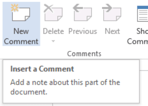 The "New Comment" button on the toolbar in Microsoft Word.