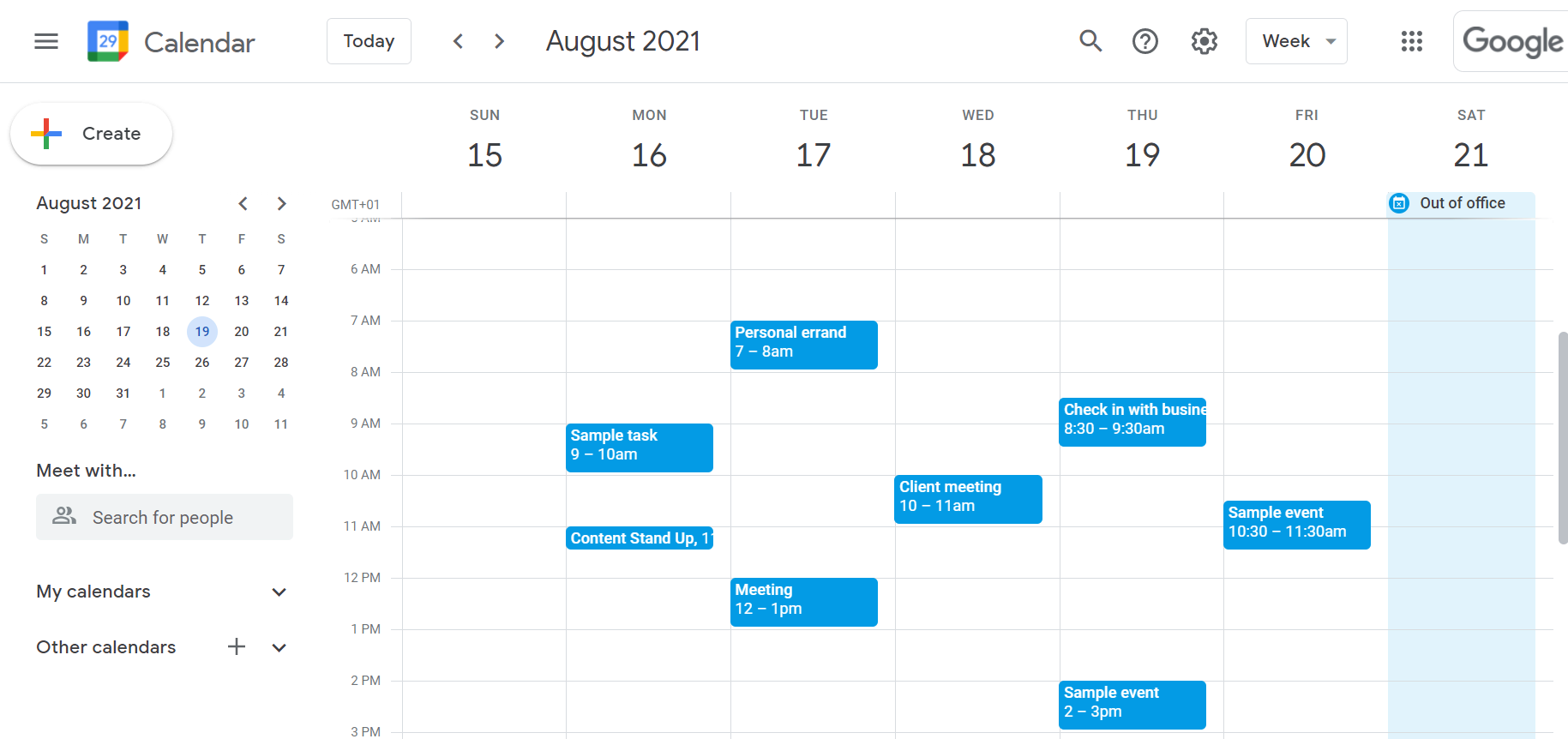 Freelancer's Guide to Google Workspace calendar screenshot